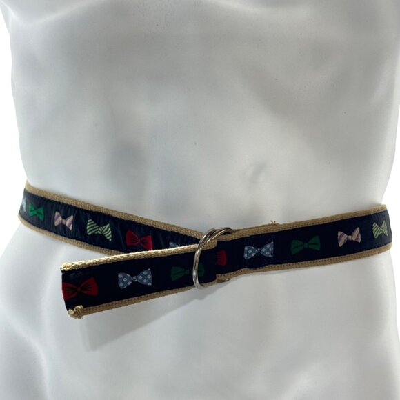 MOONSHINE Men's Belt Casual Woven Cloth D-Ring Bow Tie Print Size XL - Picture 1 of 5